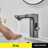 Premium Smart Touchless Dual-Sensor Bathroom Faucet with Hot/Cold Mixer – White Deck-Mount Basin Tap