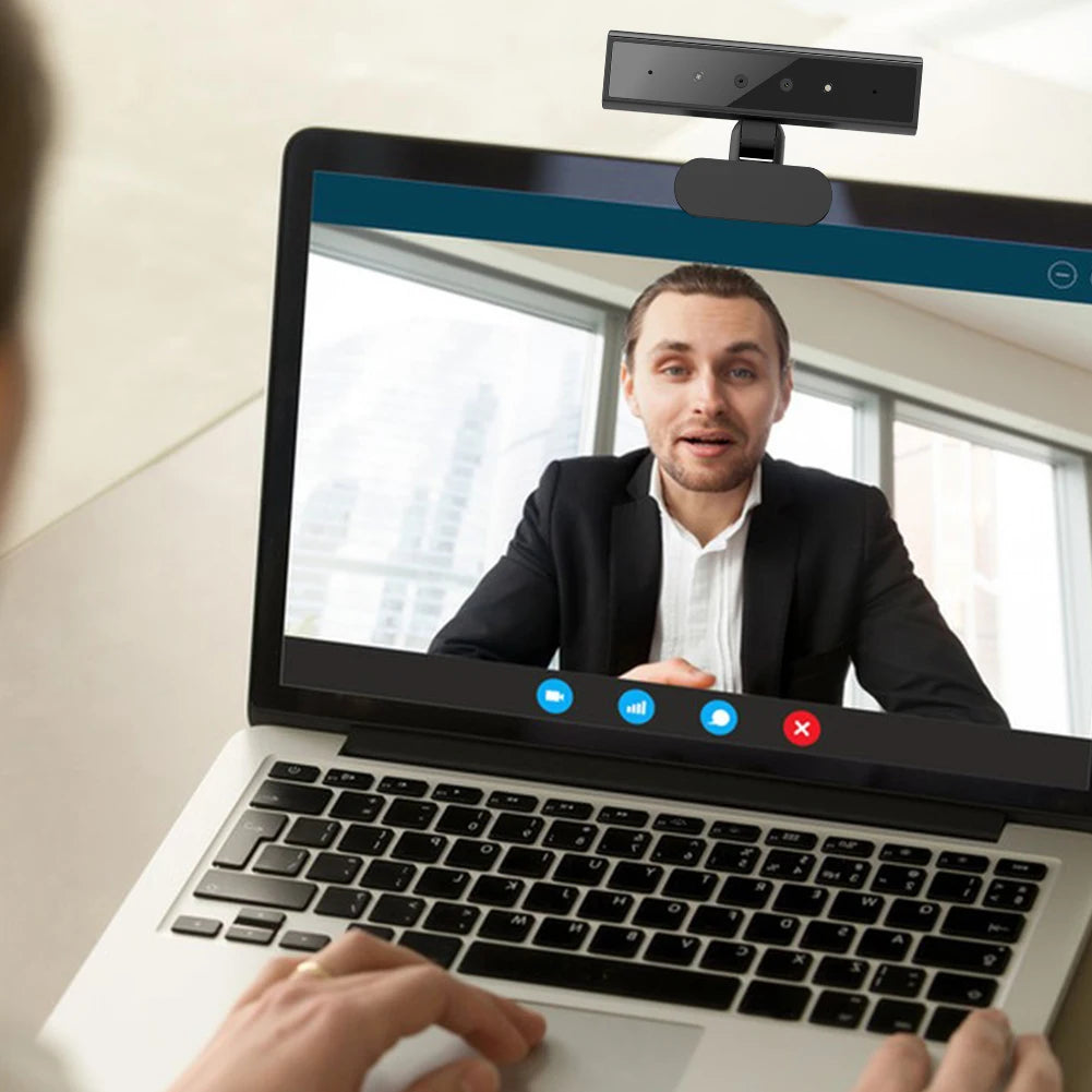 Facial Recognition Webcam – 5MP 2K Windows Hello Web Camera with Base Identification Login for Laptop & Desktop Computers