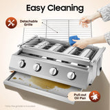 “4-Burner Propane Gas BBQ Grill – Stainless Steel Portable Smokeless Barbecue for Outdoor Patio & Garden”