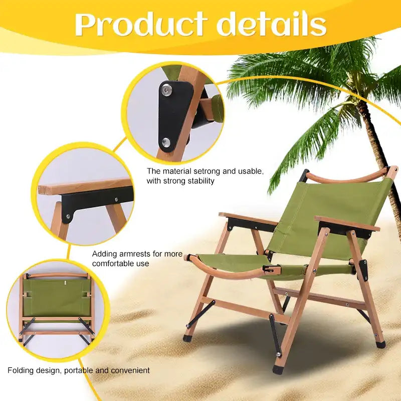 Portable Folding Outdoor Chair – Leaf Design Garden & Camping Chair (Green)