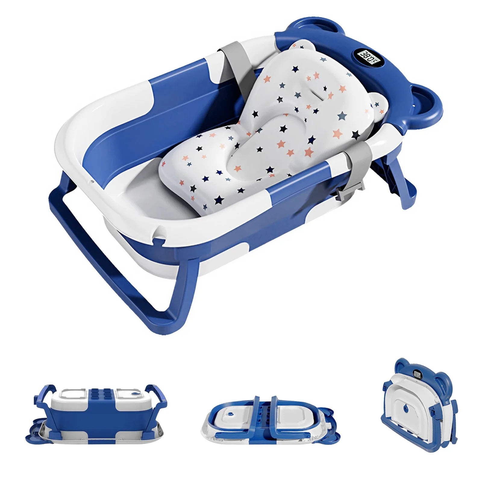 “Baby Bathtub for Newborns – Foldable Toddler Bathtub with Drain Hole, Soft Padding & Portable Travel Design”