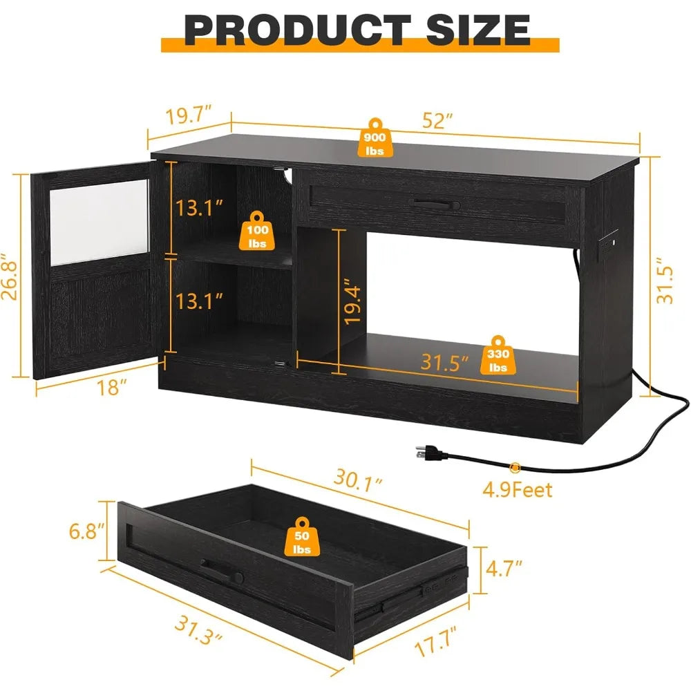 55 Gallon Fish Tank Stand – Durable Aquarium Stand with Drawer & Power Outlet, Fits 55–75 Gallon Fish or Reptile Tanks