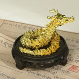3D Printed Chinese Dragon Figurine – Movable Articulated Golden Loong Model for Desk Display & Home Decoration