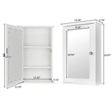 White Wall-Mounted Bathroom Cabinet with Mirror – Single Door Storage Unit