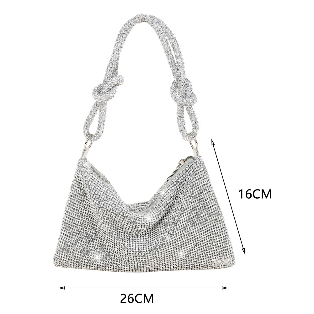 Women’s Shiny Diamond-Encrusted Purse – Crystal Rhinestone Shoulder & Crossbody Bag for Weddings, Parties & Dinners