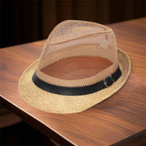 Men’s Classic Straw Panama Hat – Wide Brim Lightweight Sun Hat with Breathable Design for Summer & Beach Vacations