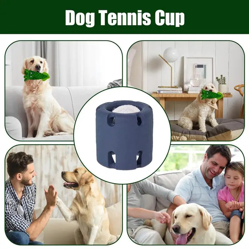 Puppy Teething Chew Ball – Interactive Rubber Puzzle Toy for Small Dogs (Heavy-Duty Tennis Ball Cup)