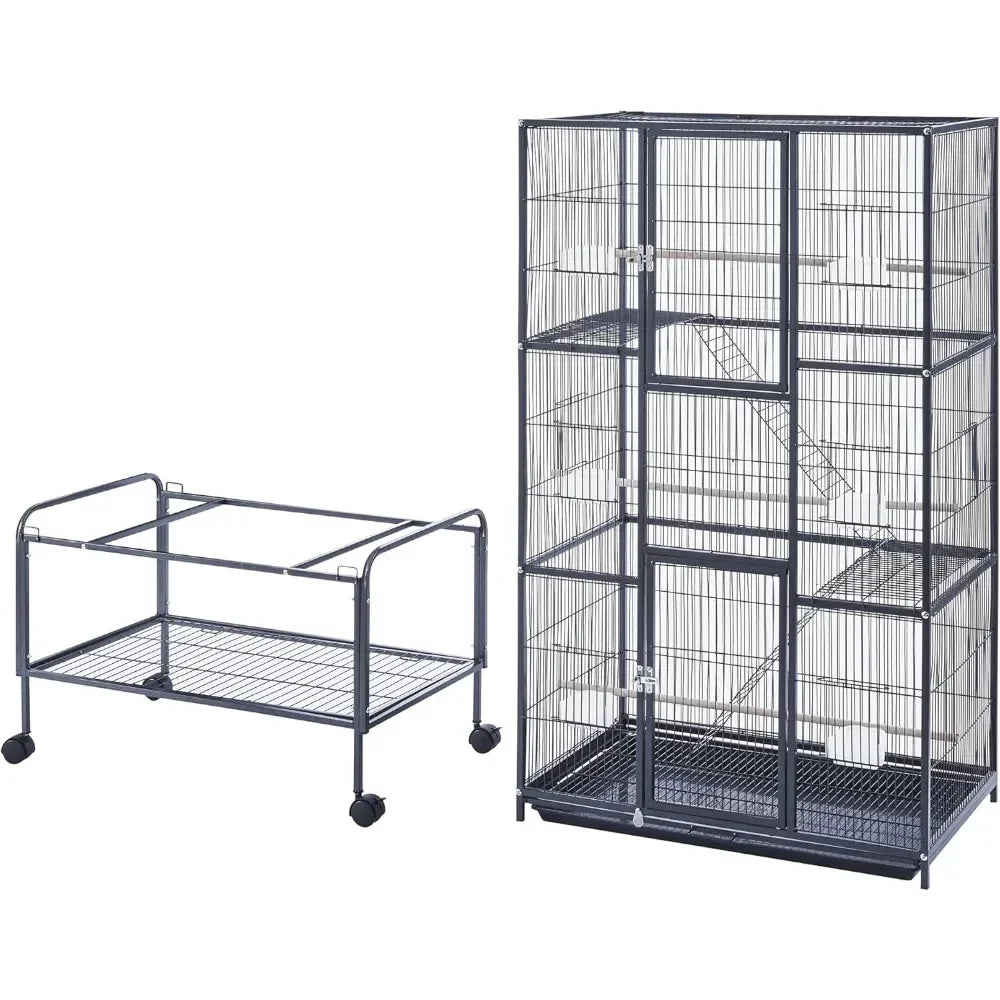Large Bird Cage with Rolling Stand – Wide Flight Metal Parrot Cage for Budgies, Parakeets & Conures, Secure Animal Habitat