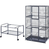 Large Bird Cage with Rolling Stand – Wide Flight Metal Parrot Cage for Budgies, Parakeets & Conures, Secure Animal Habitat