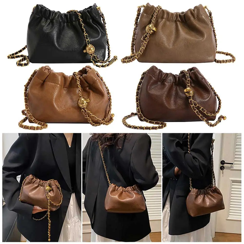 Women Chain-Strap “Cloud” Crossbody & Tote Bag – Versatile Pleated Hobo Shoulder Satchel