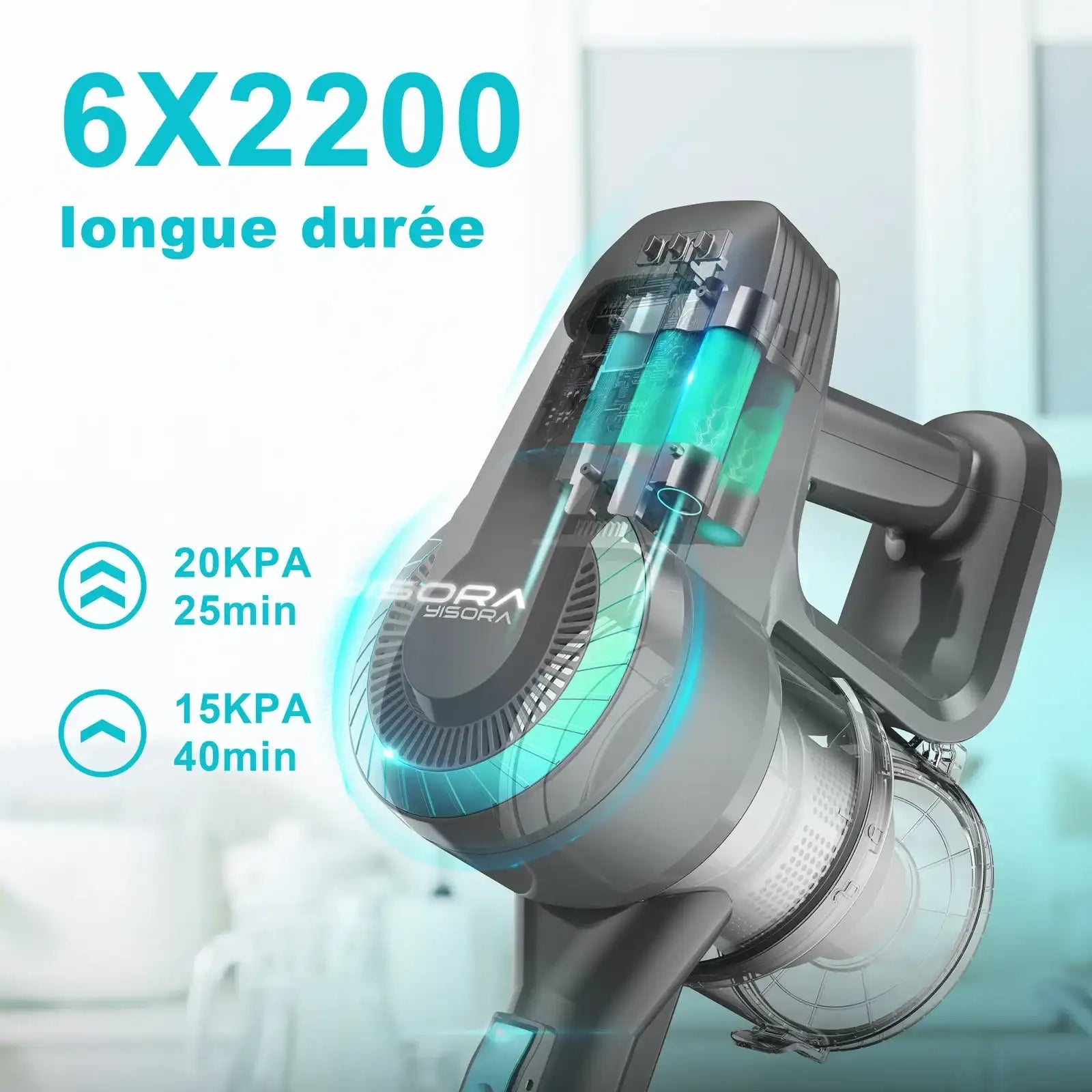 YISORA N300 Cordless Upright Vacuum Cleaner – 20 kPa Powerful Stick Vacuum for Carpet & Hard Floor, Ultra-Lightweight