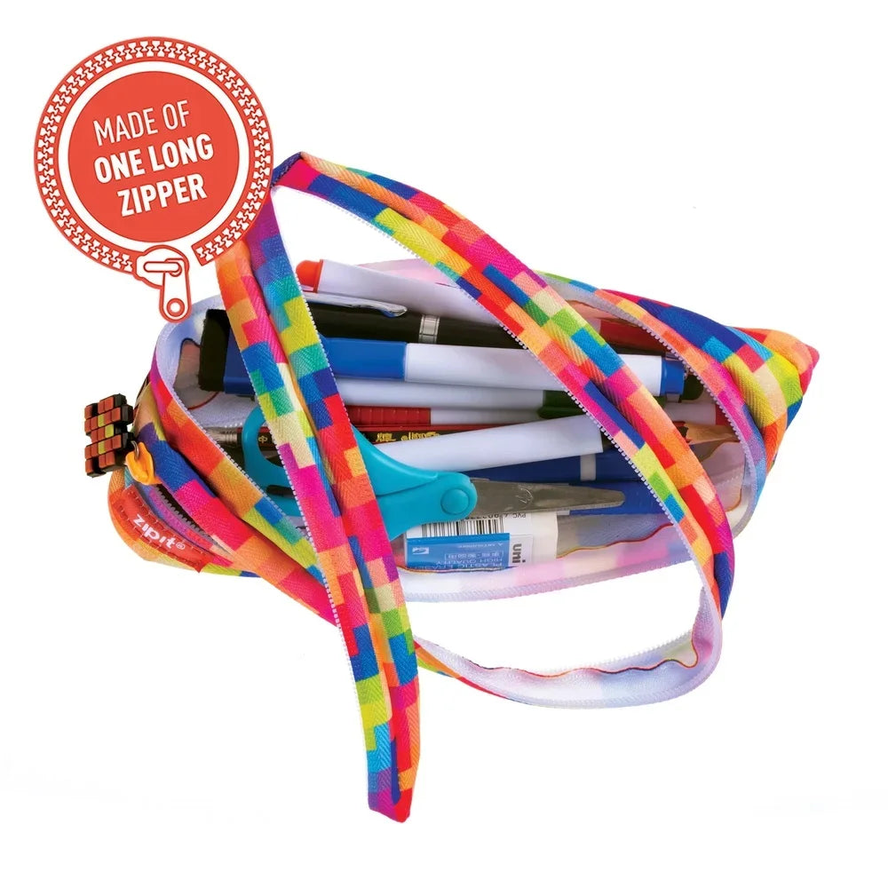 Washable Polyester Pencil Case – Extra Wide Diagonal Opening (Holds 30 Pens)