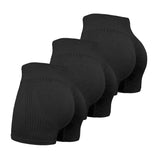 3-Piece High Waist Yoga Shorts Set – Solid Color, Breathable & Stretch Fitness Workout Shorts for Women