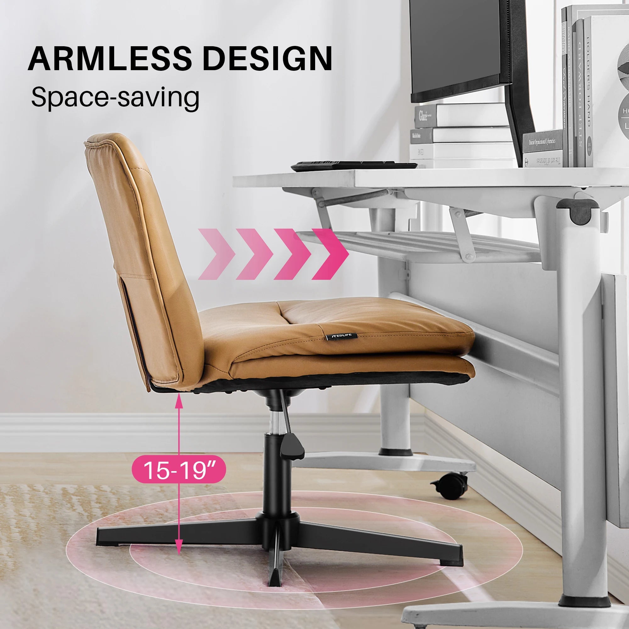 💺 Redlife Criss-Cross Office Chair – PU Leather Ergonomic Desk Chair with Adjustable Rotating Legs & Double Cushion