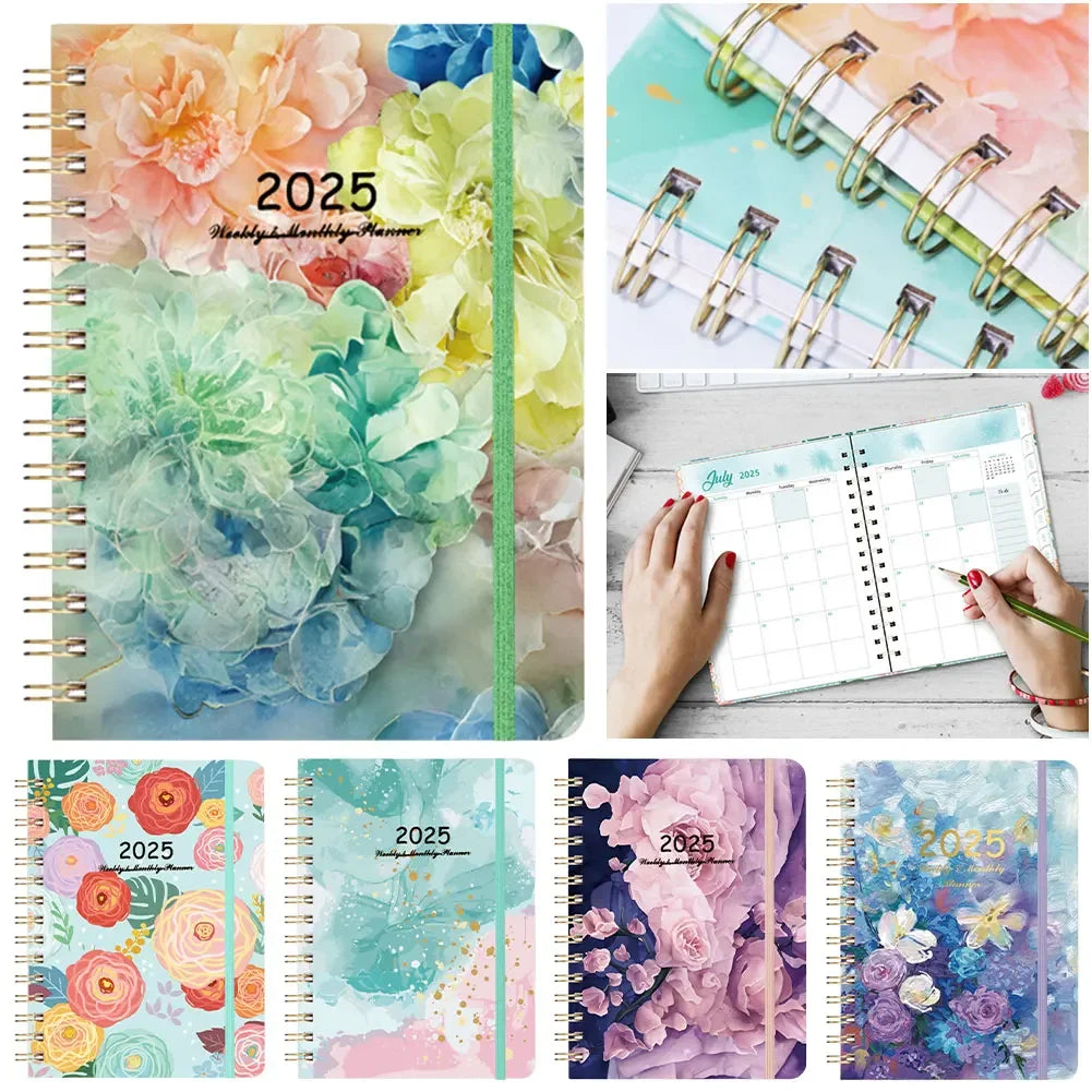 2025 Weekly Planner – A5 Spiral-Bound Monthly Calendar Notebook for Office & School 📅