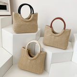Women’s Summer Straw Shopping Tote – Large-Capacity Open Top Handle Bag for Vacation, Travel & Daily Casual Outfits
