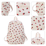 Corduroy Strawberry Backpack – Large-Capacity Student School Bag | Cute Teen Girls Daypack with Adjustable Straps