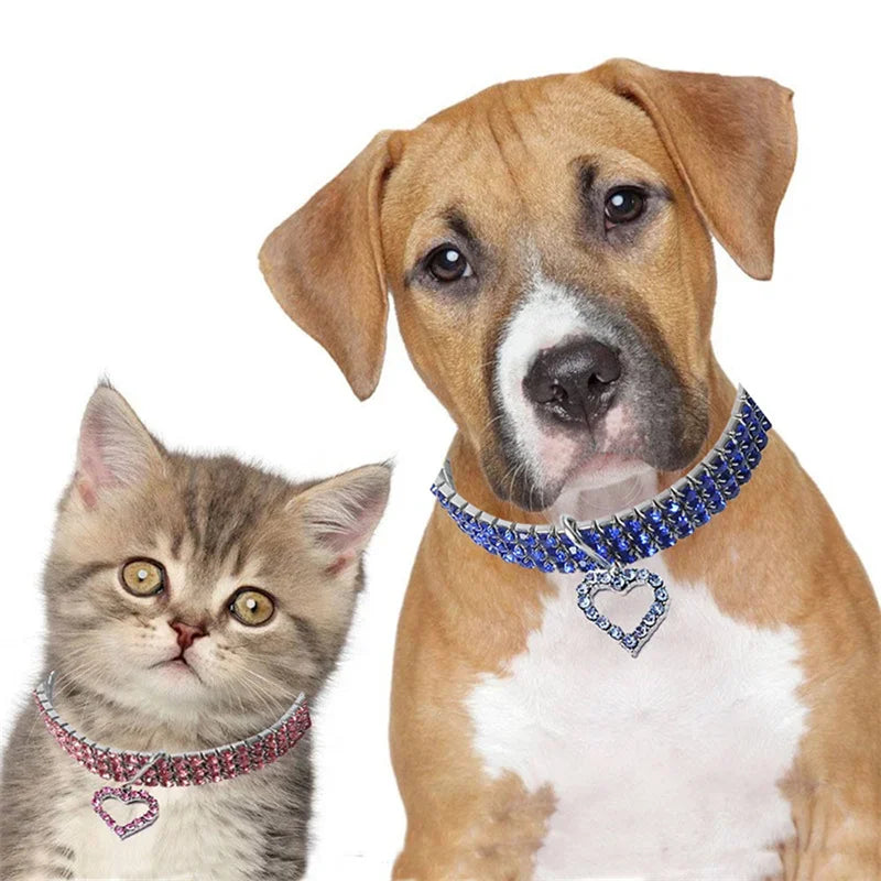 Bling Rhinestone Dog Collar with Leash – Crystal Sparkling Accessory for Small & Medium Dogs (S/M/L, Pink)
