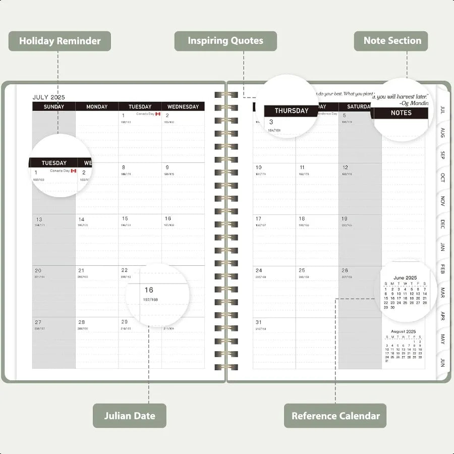 2025–2026 Weekly & Monthly Academic Calendar Planner – Hardcover Agenda with Tabs 📅✍️