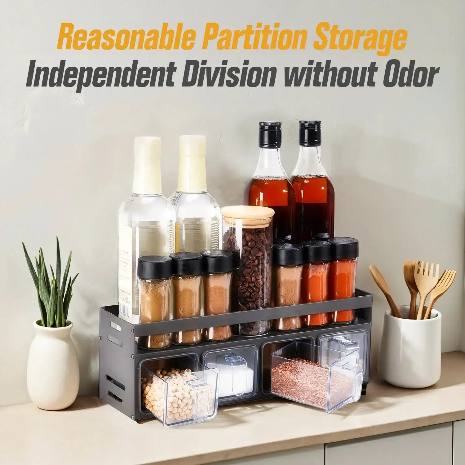 Stainless Steel Wall-Mounted Spice Rack Shelf – Punch-Free Over-Stove Organizer for Seasoning Jars & Bottles