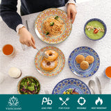 Vancasso Mandala 16/32/48-Piece Porcelain Dinnerware Set – Bohemian Mandala Pattern with Plates, Bowls & Mugs