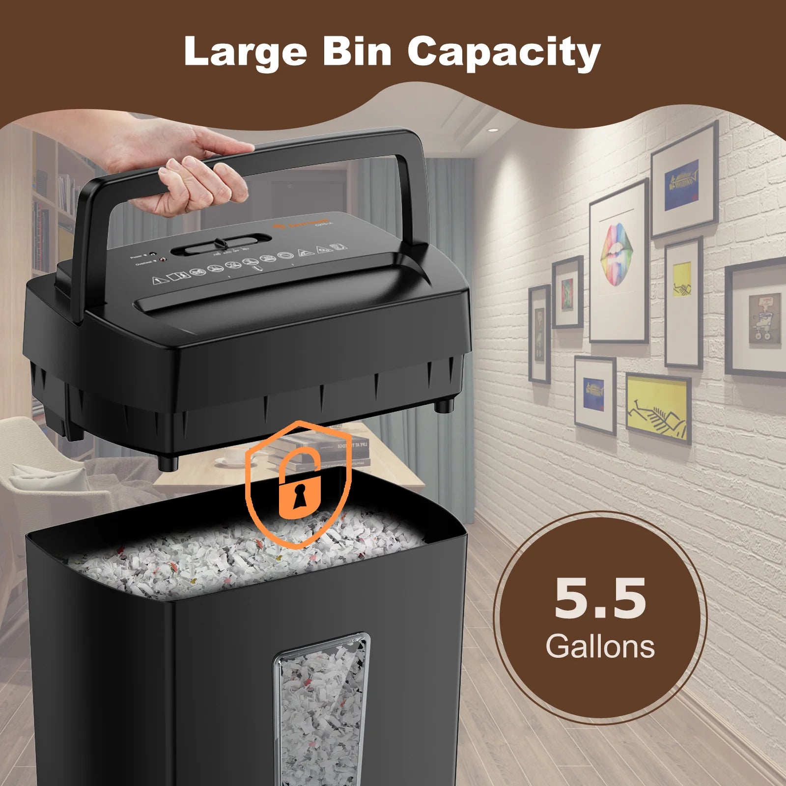 Bonsaii 12-Sheet Cross-Cut Paper Shredder – Portable Handle Home & Office Shredder with 5.5-Gallon Wastebasket