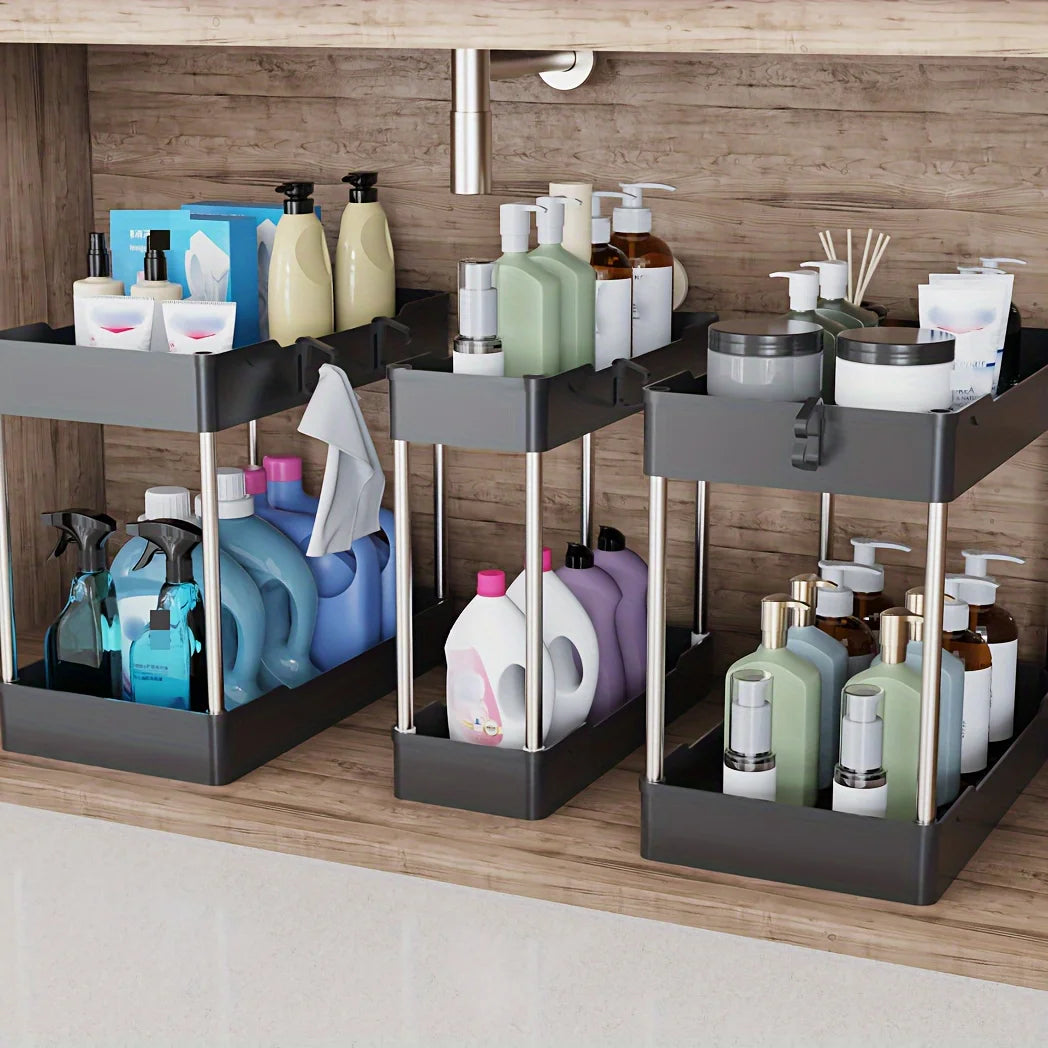 3-Piece Under-Sink & Countertop Organizer Set – Large/Medium/Small Multi-Tier Racks for Bathroom & Kitchen
