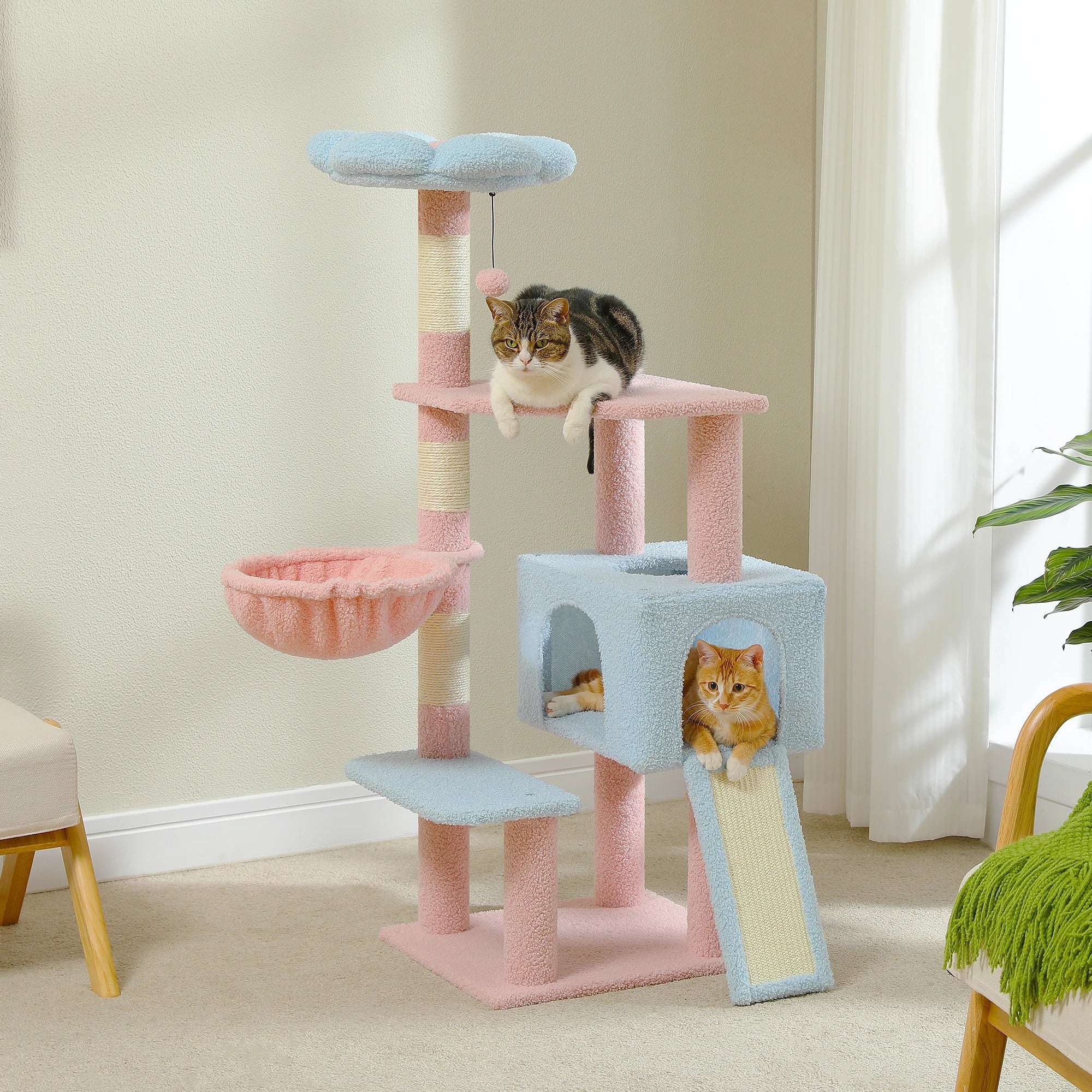 Flower Cat Tree – Multi-Level Cat Tower with Sisal-Covered Scratching Posts, Cute Cat Condo & Top Perch for Indoor Small & Medium Cats