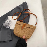 Women’s Summer Straw Tote Bag – Handmade Woven Paper Rope Crossbody with Adjustable Straps, Fashion Mobile Phone Bag