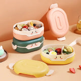 Kawaii Cartoon 3-Partition Leak-Proof Kids Bento Lunch Box – Microwave Safe & Portable