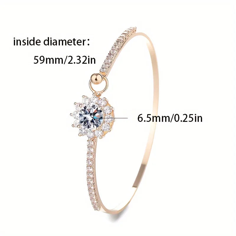 S925 Silver Sunflower Moissanite Bracelet – Unisex 6.5mm Gemstone Jewelry Gift 🌻✨