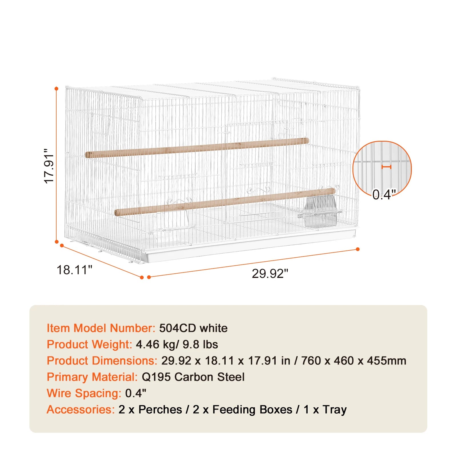 Succebuy 30in Flight Bird Cage – Stackable Divided Travel Cage with Handle & Perch for Small Birds and Pets