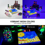 Fantastory 10-Colour 2-in-1 Glow-in-the-Dark Acrylic Paint Set – Waterproof Neon Paints for Wood, Fabric & DIY Decor