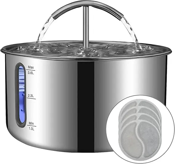 Cat Water Fountain – Large Capacity 3.6L Stainless Steel Automatic Pet Water Dispenser for Cats & Dogs 🐾💧