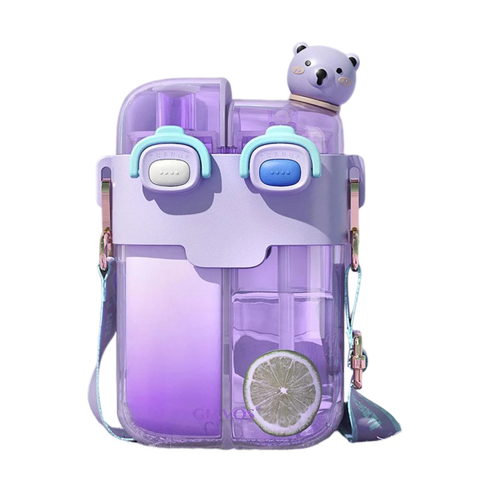 780ml Leakproof Kids Water Bottle with Straw – Portable Cartoon Design for School, Camping & Outdoor Activities 🧃🏕️