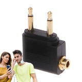 1pcs Dual 3 5mm Male To 3 5mm Female AUX Audio Jack Adapter Airplane Travel Earphone Golden Plated Converter For Airline