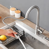 Premium 304 Stainless Steel Pull-Out Kitchen Faucet – Deck-Mounted Mixer Tap with Stream/Sprayer Head (Hot & Cold)