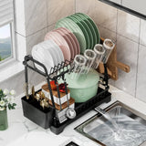 2-Tier Large Dish Drying Rack with Drainboard & Utensil Holders – Kitchen Counter Dish Drainer