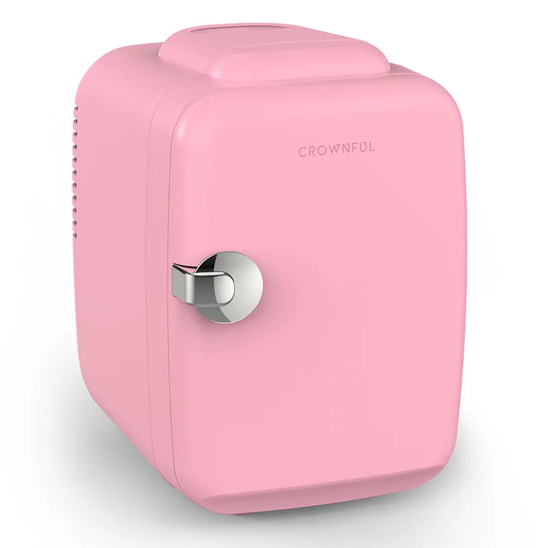 Crownful 4 L Mini Fridge – AC/DC Cooler & Warmer for Beauty, Skincare, Car & Travel