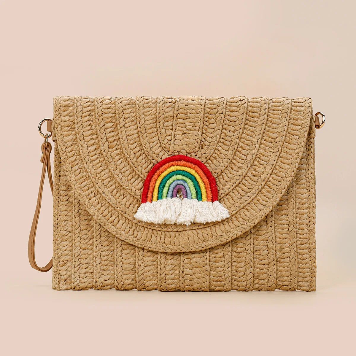 Women’s Raffia Straw Woven Bag – Handmade Summer Beach Shoulder & Crossbody Purse, Ladies’ Wrist Clutch & Handbag