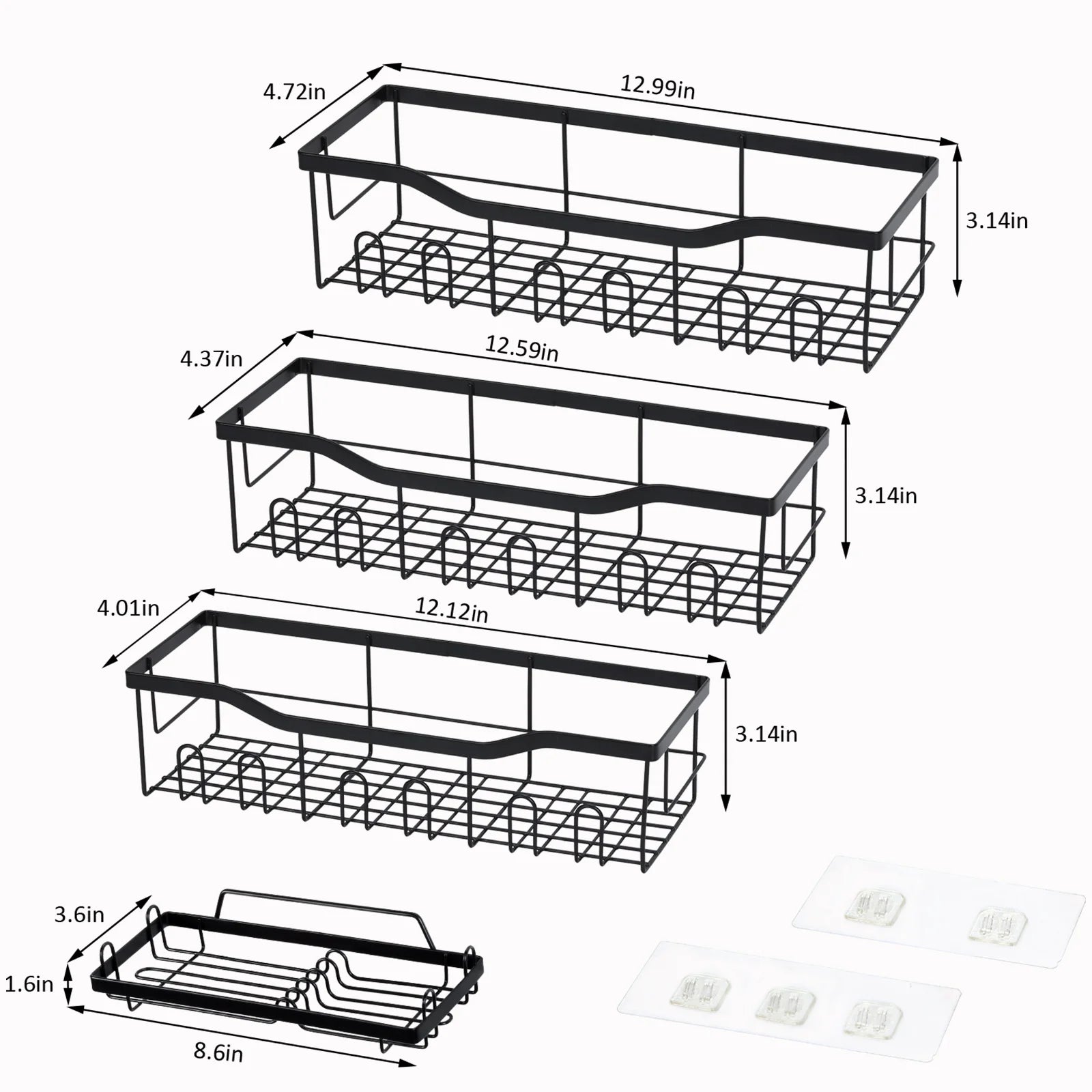 Adhesive No-Drill Wall Mounted Stainless-Steel Shower Organizer Shelf – Sleek & Rust-Resistant