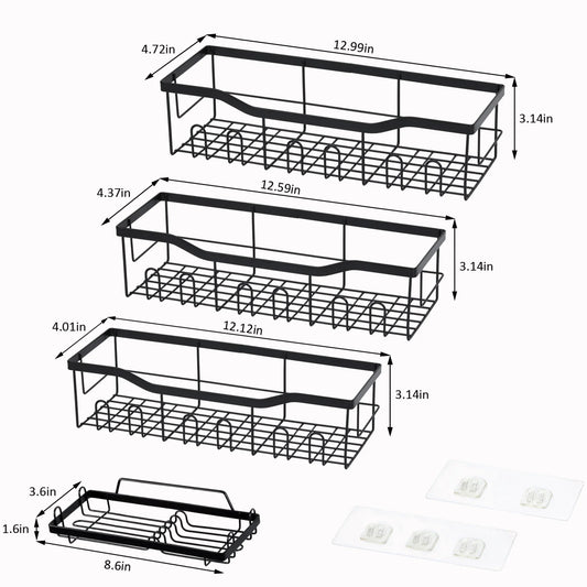 Adhesive No-Drill Wall Mounted Stainless-Steel Shower Organizer Shelf – Sleek & Rust-Resistant