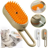 3-in-1 Steam Brush Cat & Dog Grooming Comb – Steamy Spray Hair Remover, Massage Comb & Pet Cleaning Tool