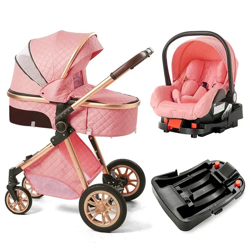 3-in-1 Luxury Baby Travel Stroller with ISOFIX Base – Sit or Lie Down for Newborns