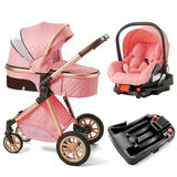 3-in-1 Luxury Baby Travel Stroller with ISOFIX Base – Sit or Lie Down for Newborns
