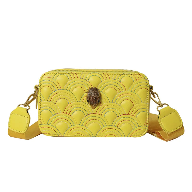 Carved Wide-Strap Square Camera Bag – Premium Satchel & Crossbody for Women