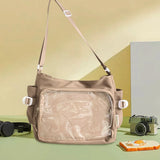 Women “ITA” Bag Japanese-Style Clear Window Shoulder Purse – Multi-Pocket Adjustable Strap Chic Hobo Bag