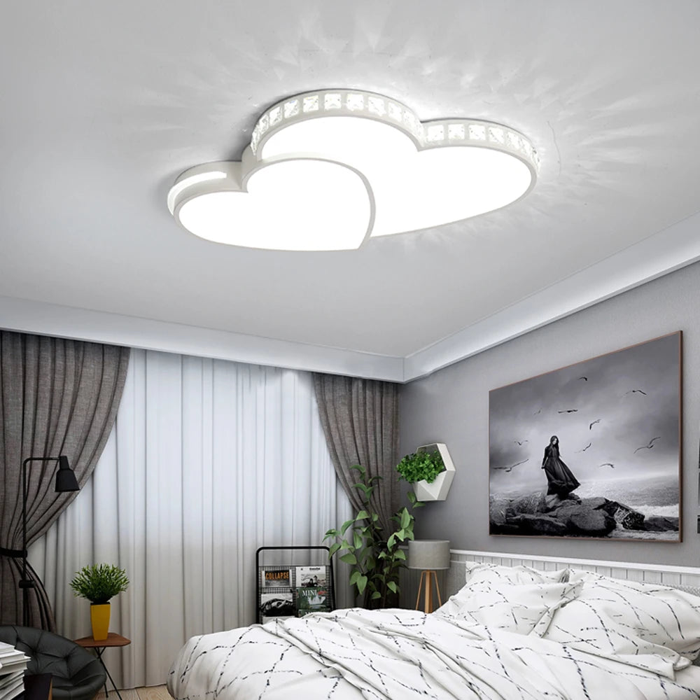 Modern Heart-Shaped Crystal LED Ceiling Light – Flush Mount Lamp for Kids’ Room, Bedroom & Living Room