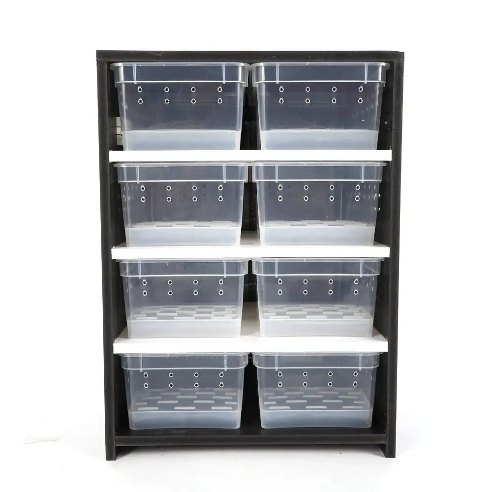 Multi-Layer Acrylic Reptile Breeding Cabinet – 8 Box Transparent Enclosure with Heating Pad & Hygrometer