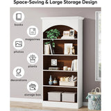 5-Shelf White Rigid Bookcase – 70.9″ Tall Free-Standing Library Unit with Storage Shelves